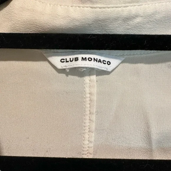 Club Monaco Cream Long Sleeve Notched Collar Shirt - Picture 2 of 4